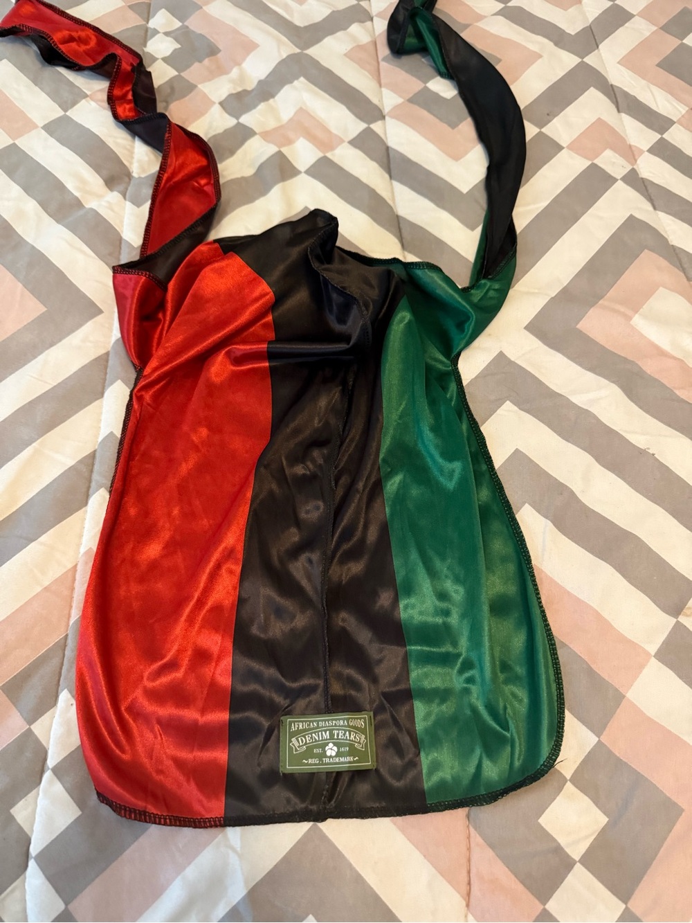 Denim Tears Durag Green, Red & Black Label Patch